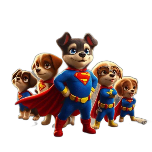 animal, 3d render, concept art, comic book art, cartoon, ensemble, canines, donning transparent PNG cut-out