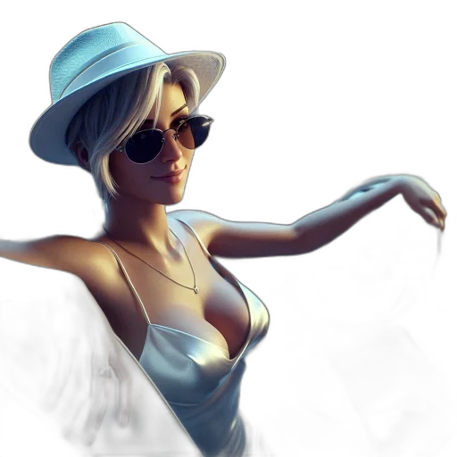 hat, dress, concept art, 3d render, photorealistic, fantasy art, blue, pastel transparent PNG cut-out