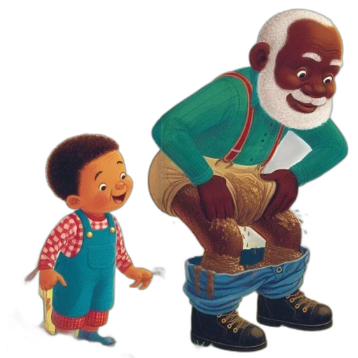 concept art, 3d render, young, boy, stands, beside, muddy, bucket transparent PNG cut-out