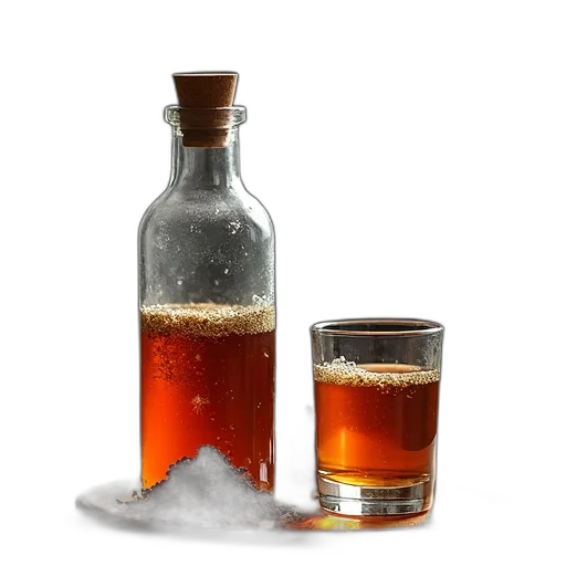 bottle, 3d render, snow, unopened transparent PNG cut-out