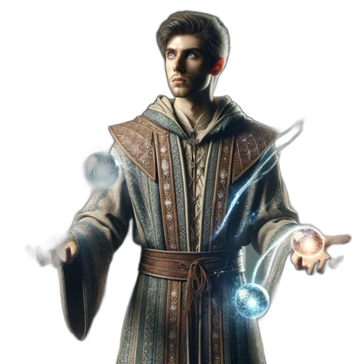 staff, jacket, sword, concept art, fantasy art, 3d render, photorealistic, earth tones transparent PNG cut-out
