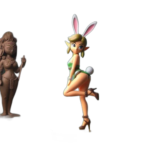 3d render, concept art, pixel art, fantasy art, anthropomorphic, rabbit, character, stands transparent PNG cut-out