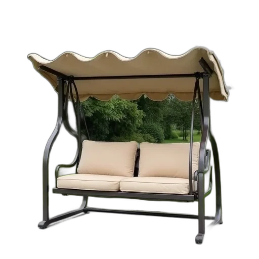 furniture, umbrella, 3d render, modern, swing, set, two, beige transparent PNG cut-out