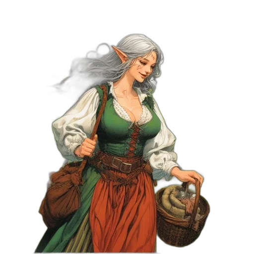 dress, staff, dragon, fantasy art, concept art, comic book art, pixel art, earth tones transparent PNG cut-out