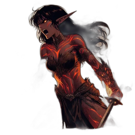 dress, dragon, comic book art, fantasy art, concept art, anime, fire, red transparent PNG cut-out