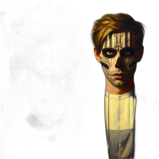 face, mask, staff, concept art, comic book art, pixel art, photorealistic, outer space transparent PNG cut-out