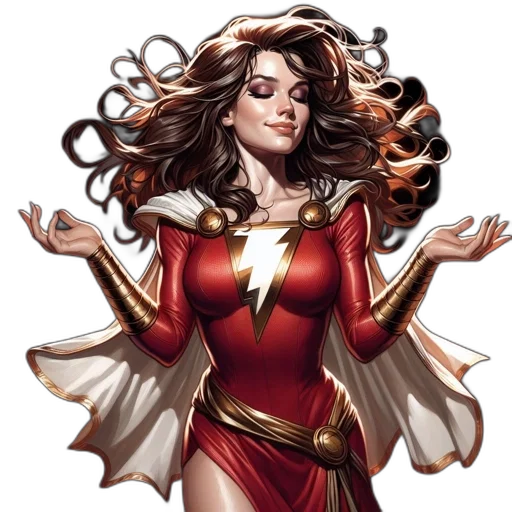 comic book art, concept art, fantasy art, female, superhero, flowing, brown, hair transparent PNG cut-out