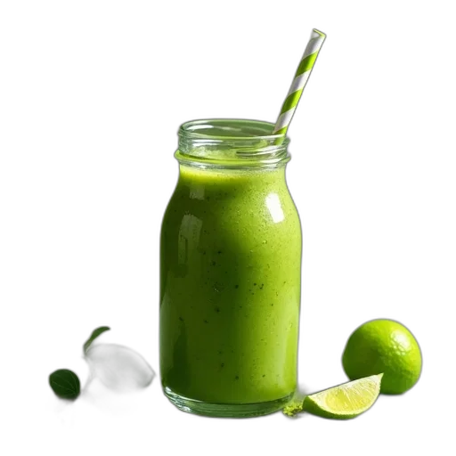 food, bottle, photorealistic, green, matcha, smoothie, drink, leaf transparent PNG cut-out