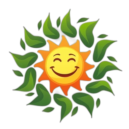 green, stylized, emblem, featuring, sun, face, surrounded, wreath transparent PNG cut-out