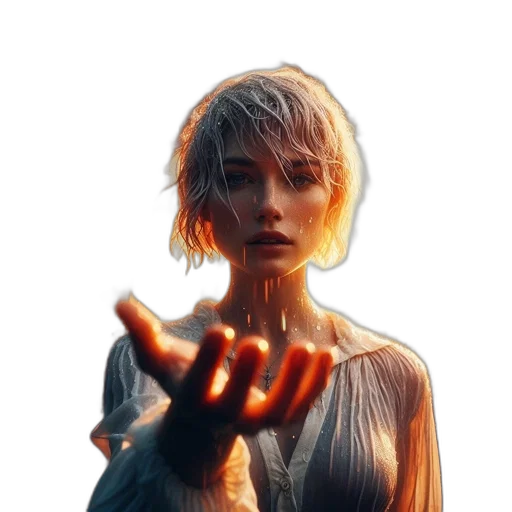 face, dress, weapon, robot, concept art, 3d render, photorealistic, pixel art transparent PNG cut-out