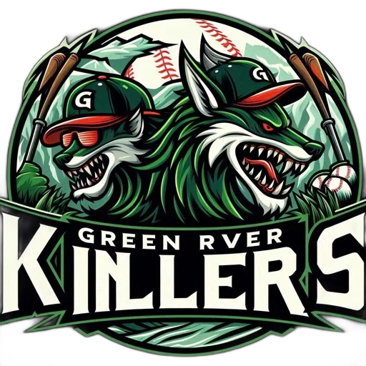 sports, logo, features, two, fierce, green, creatures, possibly transparent PNG cut-out