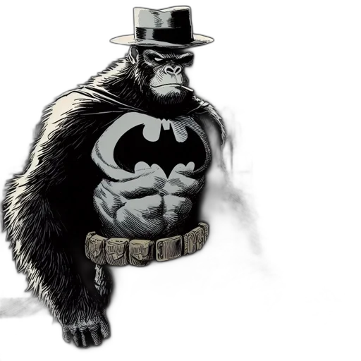 animal, comic book art, concept art, cartoon, fantasy art, anthropomorphic, gorilla-human, hybrid transparent PNG cut-out