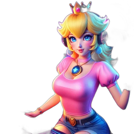 crown, dress, concept art, 3d render, fantasy art, pixel art, princess, peach transparent PNG cut-out
