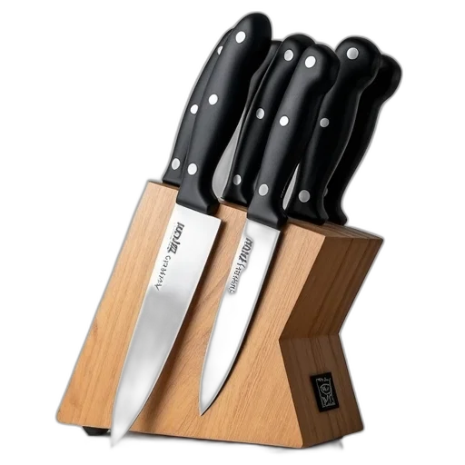 weapon, food, staff, set, kitchen, knives, black, handles transparent PNG cut-out