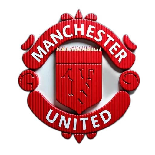 stylized, illustration, manchester, united, logo, made, collection, pencils transparent PNG cut-out