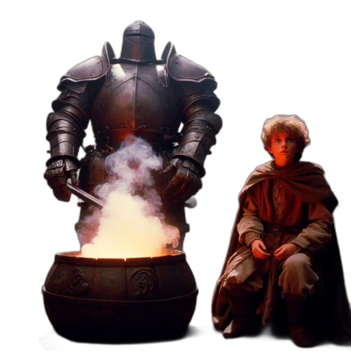 robot, concept art, fantasy art, 3d render, photorealistic, fire, dark, armored transparent PNG cut-out