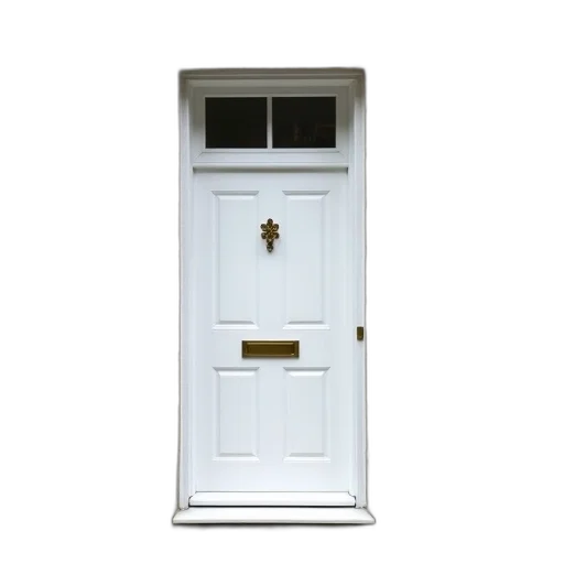 furniture, staff, 3d render, photorealistic, white, door, brass, handle transparent PNG cut-out