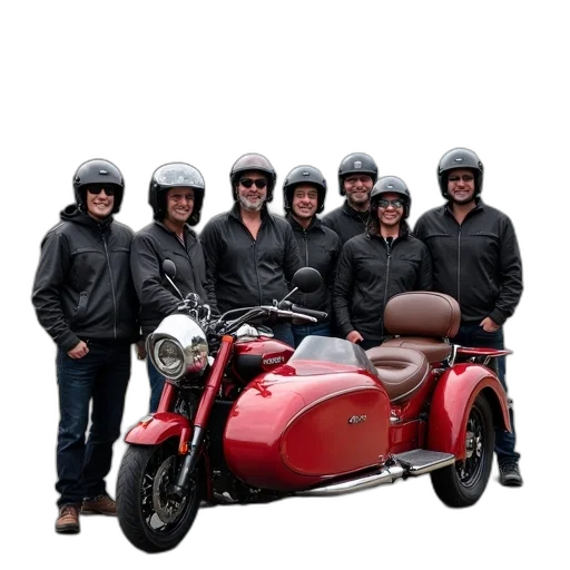 jacket, group, bikers, posing, photo, scenic, road, mountainous transparent PNG cut-out
