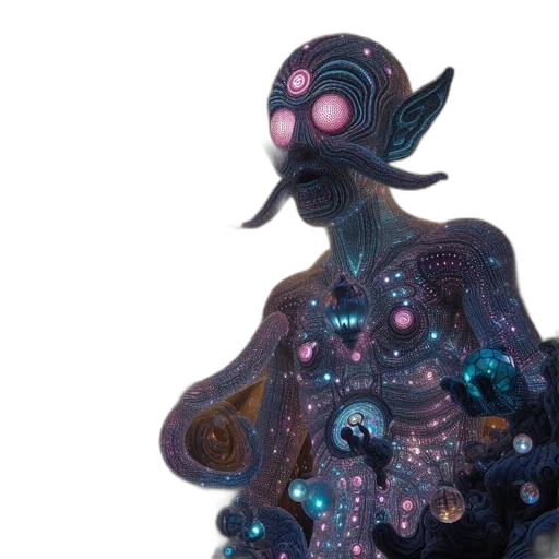 creature, dress, robot, mask, concept art, fantasy art, 3d render, watercolor transparent PNG cut-out