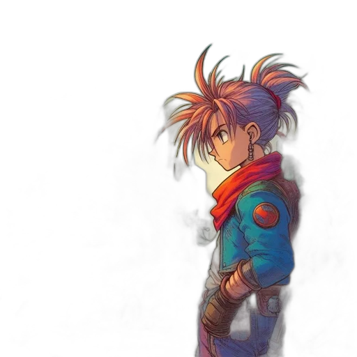 jacket, staff, weapon, face, concept art, fantasy art, anime, pixel art transparent PNG cut-out