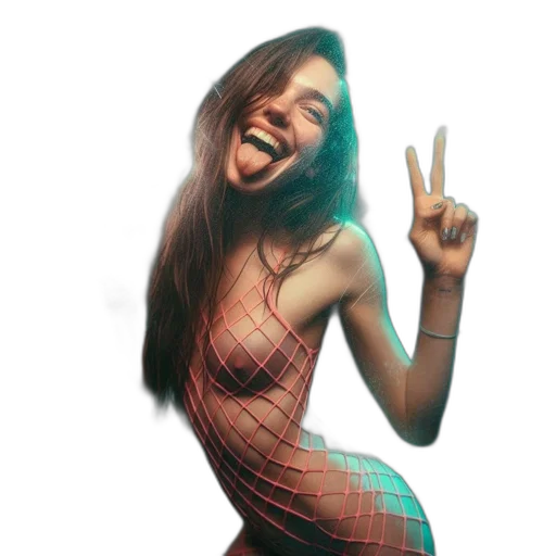 dress, hair, creature, pixel art, vaporwave, photorealistic, 3d render, young transparent PNG cut-out