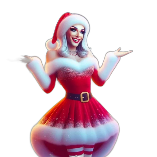 dress, 3d render, concept art, cartoon, pixel art, santa, claus, stands transparent PNG cut-out