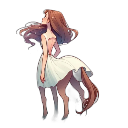 dress, creature, hair, animal, concept art, fantasy art, anime, pixel art transparent PNG cut-out