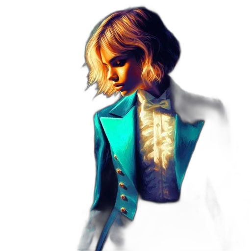 jacket, face, staff, robot, concept art, fantasy art, pixel art, photorealistic transparent PNG cut-out