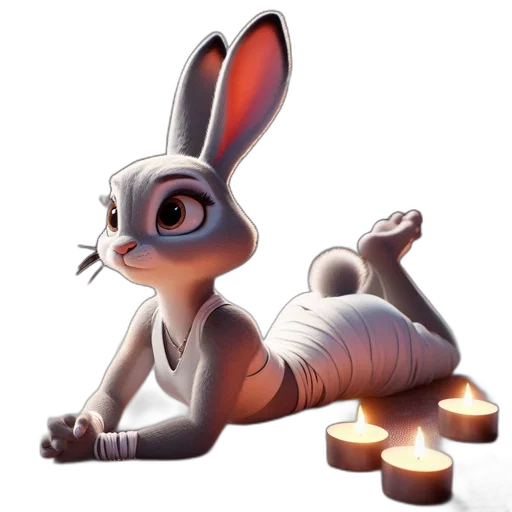 animal, concept art, 3d render, fantasy art, pixel art, fire, anthropomorphic, rabbit transparent PNG cut-out