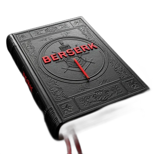 black, leather-bound, book, title, berserk, red, letters, cover transparent PNG cut-out