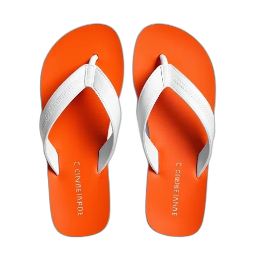 shoes, pair, white, flip-flops, orange, soles, straps, featuring transparent PNG cut-out