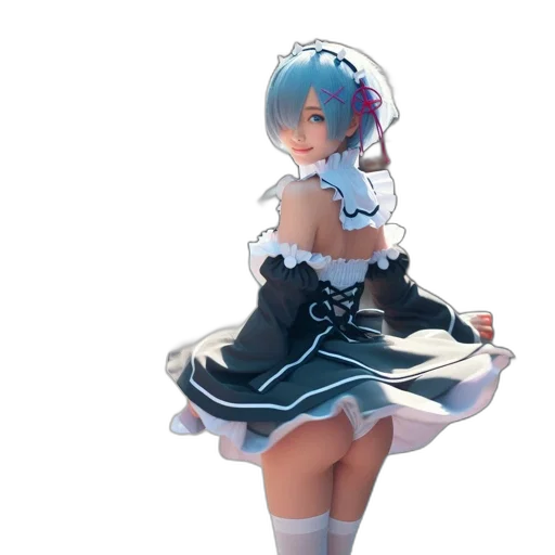dress, robot, staff, weapon, 3d render, concept art, anime, pixel art transparent PNG cut-out