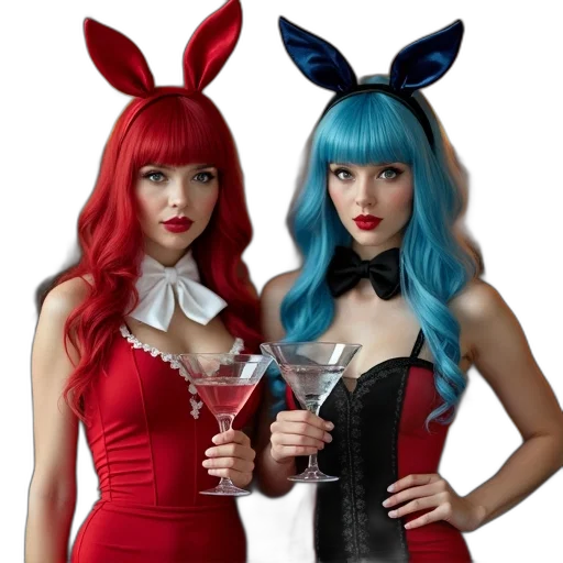 concept art, 3d render, fantasy art, cartoon, two, women, standing, bar transparent PNG cut-out