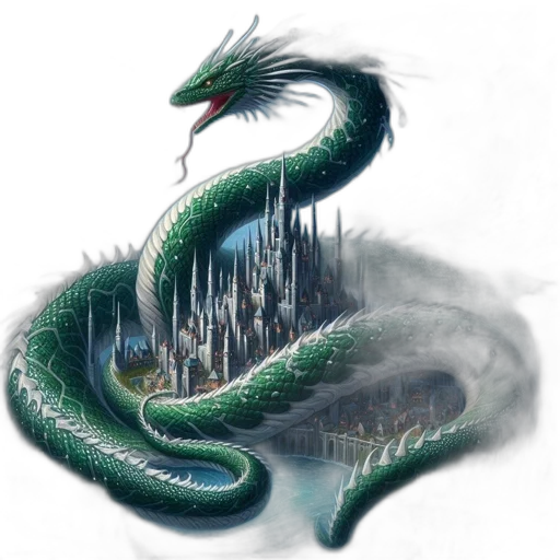 dragon, fantasy art, concept art, comic book art, pixel art, fog, underwater, city street transparent PNG cut-out