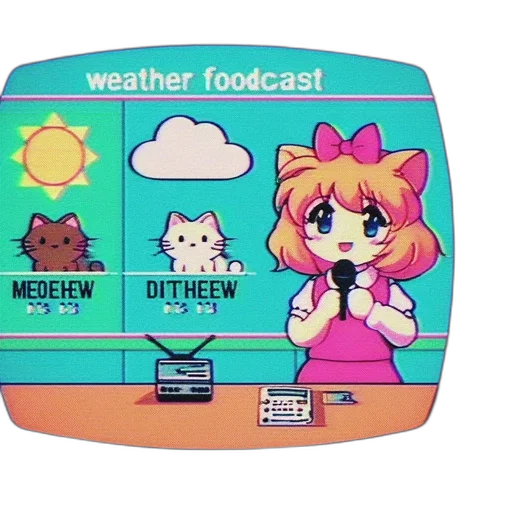 food, staff, pixel art, vaporwave, anime, concept art, rain, colorful transparent PNG cut-out