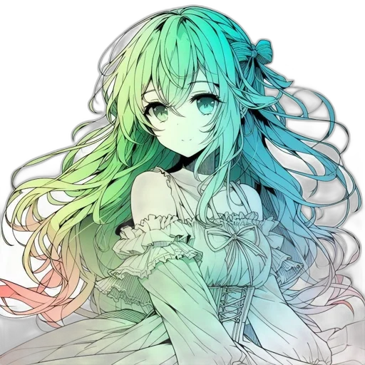 dress, dragon, crown, hair, anime, fantasy art, pixel art, watercolor transparent PNG cut-out