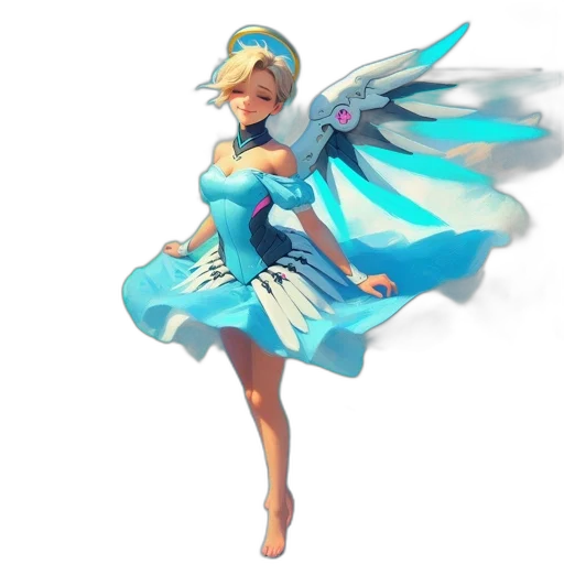 dress, staff, concept art, fantasy art, 3d render, pixel art, blue, animated transparent PNG cut-out