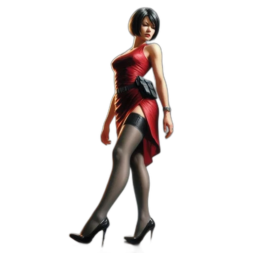 dress, concept art, 3d render, photorealistic, comic book art, red, woman, bob transparent PNG cut-out
