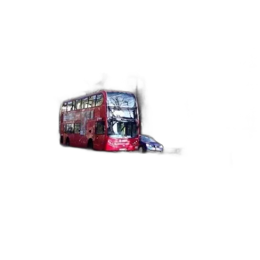 car, 3d render, photorealistic, pixel art, concept art, red, double-decker, bus transparent PNG cut-out