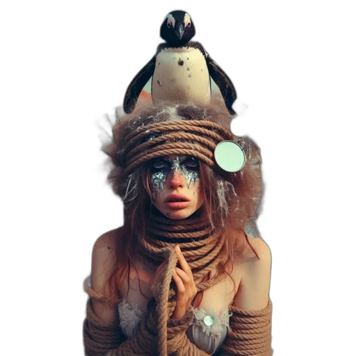 hat, mask, staff, creature, fantasy art, concept art, photorealistic, 3d render transparent PNG cut-out