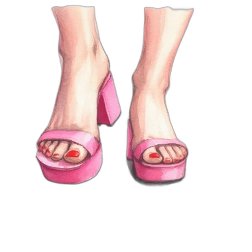 shoes, dress, jewelry, watercolor, photorealistic, 3d render, concept art, pastel transparent PNG cut-out