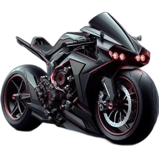 weapon, photorealistic, 3d render, concept art, cartoon, futuristic, motorcycle, gears transparent PNG cut-out