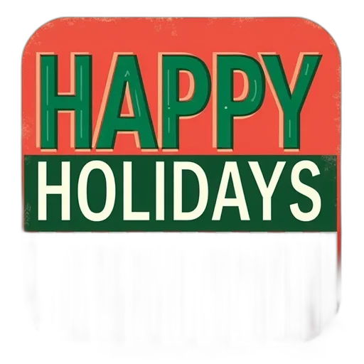 festive, holiday-themed, poster, red, green, striped, background, features transparent PNG cut-out