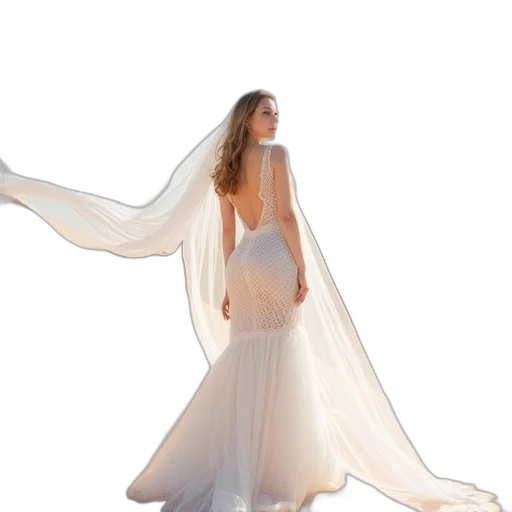dress, concept art, photorealistic, woman, wearing, white, gown, long transparent PNG cut-out