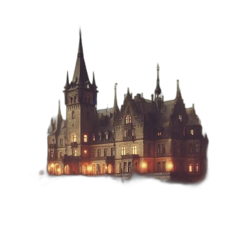 building, crown, concept art, pixel art, watercolor, fantasy art, fog, dark transparent PNG cut-out