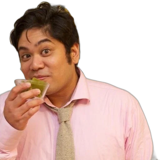 food, face, staff, jacket, photorealistic, green, man, pink transparent PNG cut-out