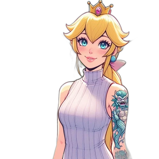 dress, crown, staff, pixel art, concept art, fantasy art, cartoon, pastel transparent PNG cut-out