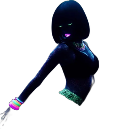 mask, dress, staff, robot, 3d render, concept art, vaporwave, cyberpunk transparent PNG cut-out