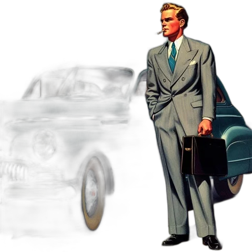 car, jacket, concept art, photorealistic, 3d render, cartoon, city street, man transparent PNG cut-out
