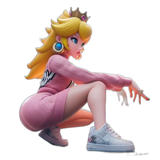 crown, dress, shoes, weapon, concept art, vaporwave, pixel art, 3d render transparent PNG cut-out
